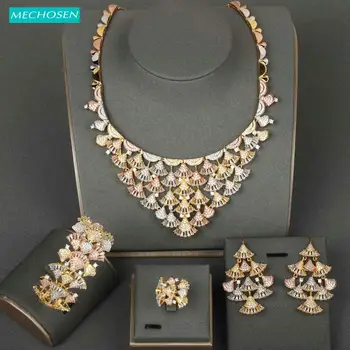 MECHOSEN Luxury Geometric Big Jewelry Sets Delicate AAA Zirconia Copper Bride's Wedding Bangle Earrings Ring Necklace Sets Gift
MECHOSEN Luxury Geometric Big Jewelry Sets Delicate AAA Zirconia Copper Bride's Wedding Bangle Earrings Ring Necklace Sets Gift