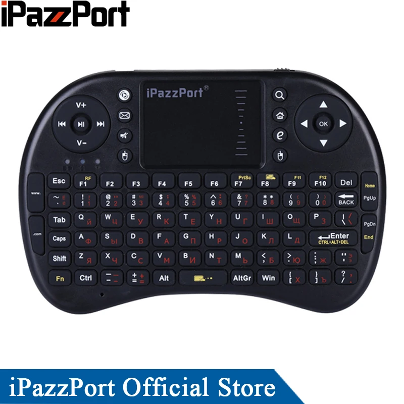 

ipazzport Classic Russian RF 2.4G Wireless Mini Keyboard Mouse Touchpad for Android TV Box / Smart TV/Raspberry Pi / Laptop