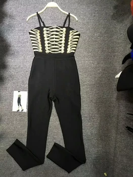 Women Spaghetti Strap Jumpsuits Long Sleeve Bodysuit Black Silver High Waist Bandage Jumpsuit Rompers B-31
Women Spaghetti Strap Jumpsuits Long Sleeve Bodysuit Black Silver High Waist Bandage Jumpsuit Rompers B-31