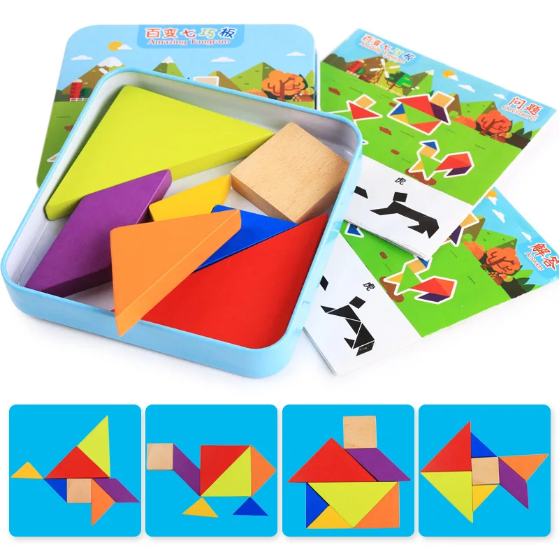 Children Focus training Wooden Jigsaw Kit Classic Geometric Shape Tangram Iron Box Children Tangram Puzzle Toys Educational Gift
Children Focus training Wooden Jigsaw Kit Classic Geometric Shape Tangram Iron Box Children Tangram Puzzle Toys Educational Gift