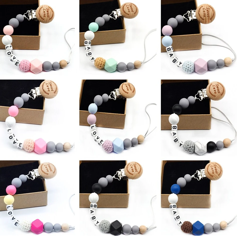 New 9 styles DIY holder personalized name silicone baby pacifier clip pacifier chain teething pacifier chew toy baby dummy clips
New 9 styles DIY holder personalized name silicone baby pacifier clip pacifier chain teething pacifier chew toy baby dummy clips