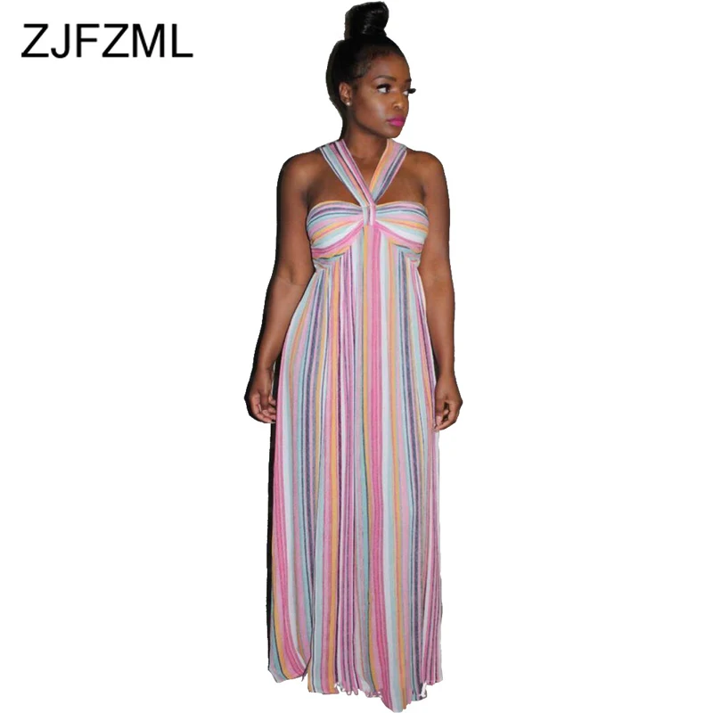 Rainbow Striped Summer Boho Beach Dress Women Off The Shoulder Backless Long Maxi Dress Casual Spaghetti Strap Sleeveless Dress
Rainbow Striped Summer Boho Beach Dress Women Off The Shoulder Backless Long Maxi Dress Casual Spaghetti Strap Sleeveless Dress
