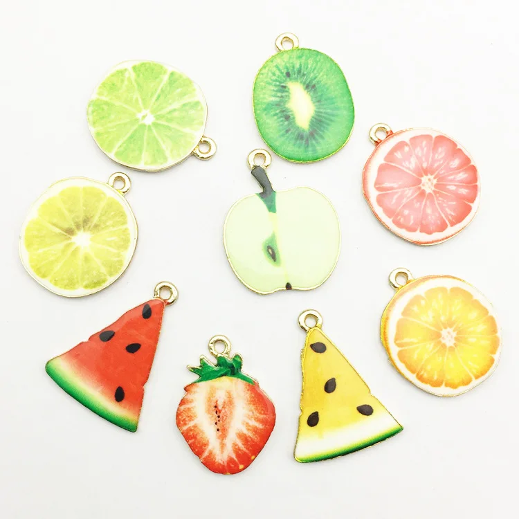 10pcs DIY metal enamel kiwi fruit strawberry watermelon apple orange lemon charms bracelet pendants for necklace earring jewelry
10pcs DIY metal enamel kiwi fruit strawberry watermelon apple orange lemon charms bracelet pendants for necklace earring jewelry