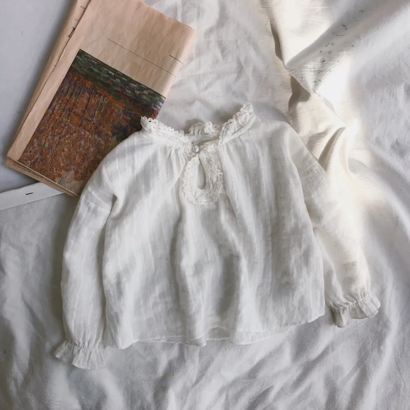 2019 Spring Baby Girls Sweet Blouses Lace Ruched Kids White Shirts Ruffles Sleeve Soft Brief Bottoming Tops for Girls Clothes
2019 Spring Baby Girls Sweet Blouses Lace Ruched Kids White Shirts Ruffles Sleeve Soft Brief Bottoming Tops for Girls Clothes