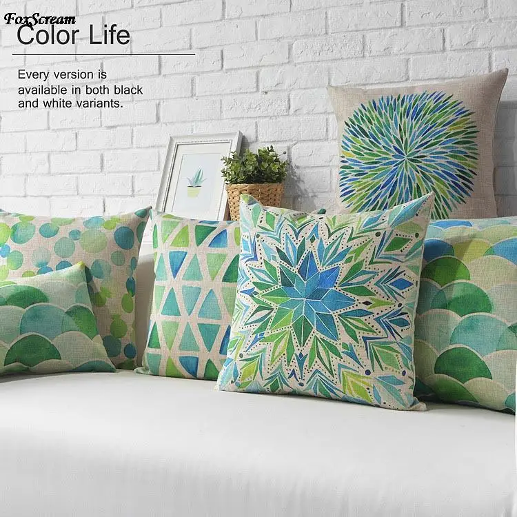 Green Geometric Decorative Pillows Cases Watercolor Cushion Cover Home Decor Geometric throw Pillows Linen Cushions for Sofa
Green Geometric Decorative Pillows Cases Watercolor Cushion Cover Home Decor Geometric throw Pillows Linen Cushions for Sofa