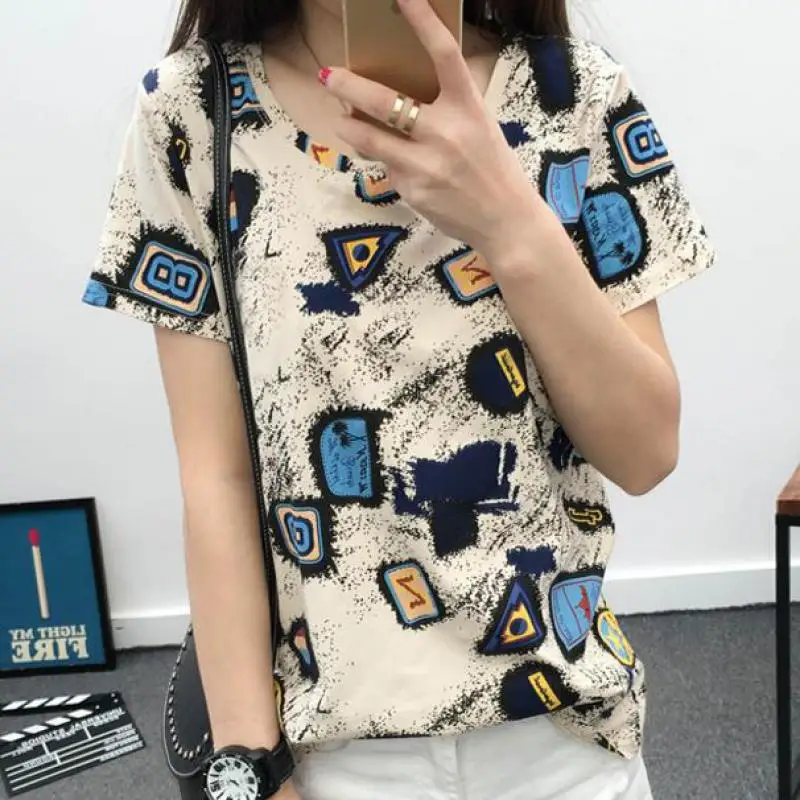 Zuolunouba Summer Lady Fashion Casual Loose Short-sleeved Women T Shirt Printing Geometric Alphabet Harajuku Female Tees Tops
Zuolunouba Summer Lady Fashion Casual Loose Short-sleeved Women T Shirt Printing Geometric Alphabet Harajuku Female Tees Tops