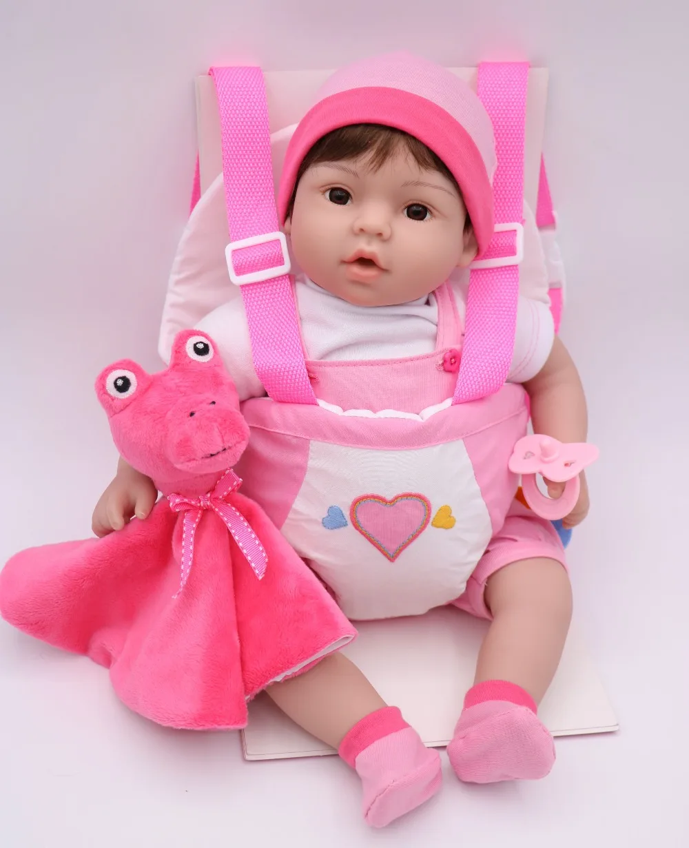 

40cm Silicone Reborn babies Dolls simulation sling outfit girl menina Alive Dolls Kids Playmate bb reborn birthday gift