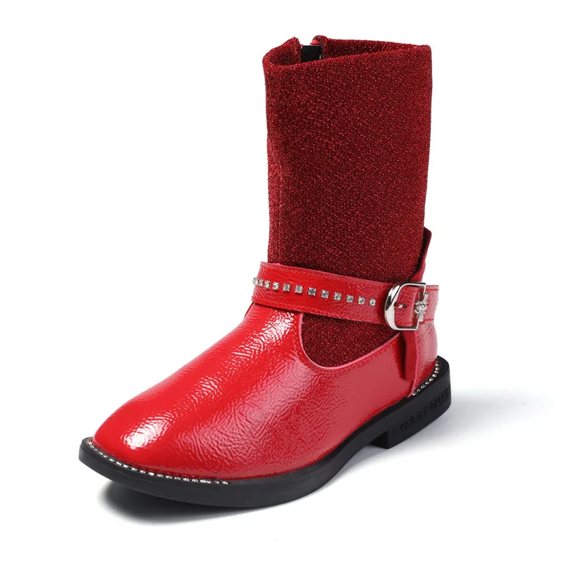 Fashion Leather Boots for Girls Mid Calf Waterproof Boots Children Velvet Winter Warm Girl Shoes Rhinestones Soft Girl Boots
Fashion Leather Boots for Girls Mid Calf Waterproof Boots Children Velvet Winter Warm Girl Shoes Rhinestones Soft Girl Boots