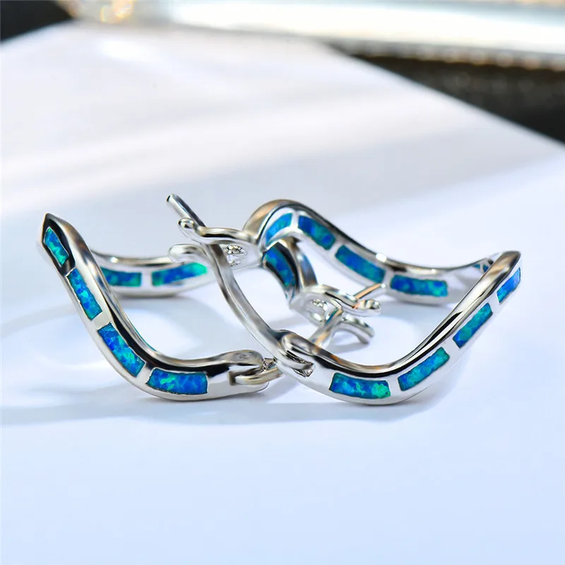 Boho Female Big Hoop Earrings Unique Irregular Style Double Earrings Fashion White Blue Fire Opal Earrings For Women
Boho Female Big Hoop Earrings Unique Irregular Style Double Earrings Fashion White Blue Fire Opal Earrings For Women