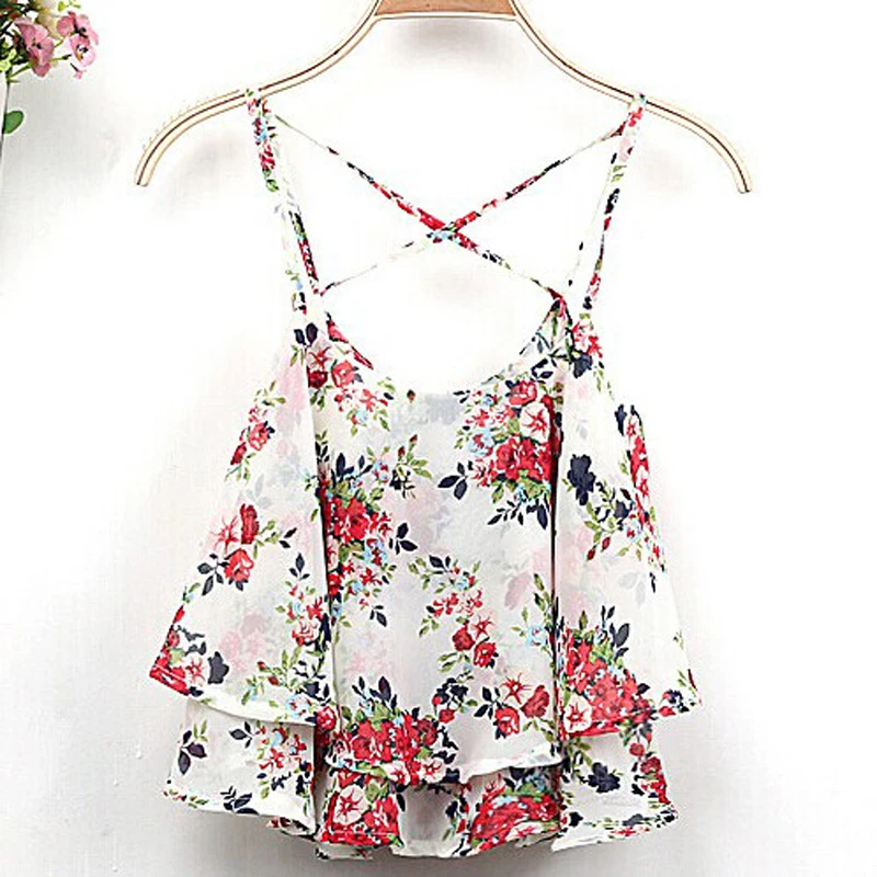 Breathable 1PC Sexy Women Summer Floral Print Chiffon Shirt blusa Spaghetti Strap Double Women Blouses casual blouses
Breathable 1PC Sexy Women Summer Floral Print Chiffon Shirt blusa Spaghetti Strap Double Women Blouses casual blouses