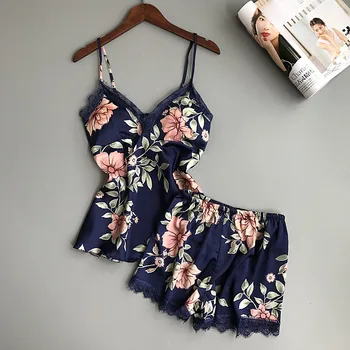 BZEL Hot Sale Floral Sleepwear Women Lace Sexy Lingerie Pijama Mujer Wholesale V-neck Pajamas Ladies Silk Satin Home Wear 2PCS
BZEL Hot Sale Floral Sleepwear Women Lace Sexy Lingerie Pijama Mujer Wholesale V-neck Pajamas Ladies Silk Satin Home Wear 2PCS