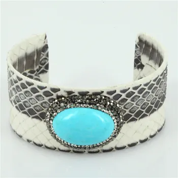 Charm Real Snakeskin Cuff Bangle Natural Stone Women Open Bangle Bracelet Fashion Statement
Charm Real Snakeskin Cuff Bangle Natural Stone Women Open Bangle Bracelet Fashion Statement