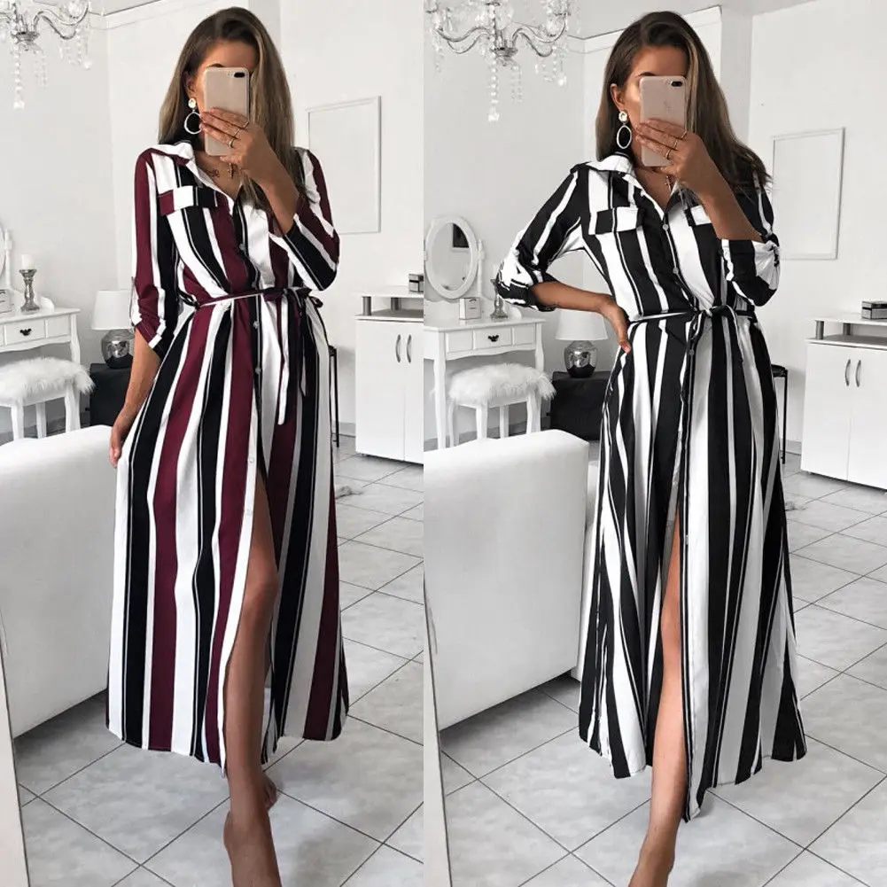 Hot Women Elegant Fashion Causal Daily Stripe Slimmer Dress Loose Casual OL Button Down Formal Office Ladies Clothes Dress S-XL
Hot Women Elegant Fashion Causal Daily Stripe Slimmer Dress Loose Casual OL Button Down Formal Office Ladies Clothes Dress S-XL