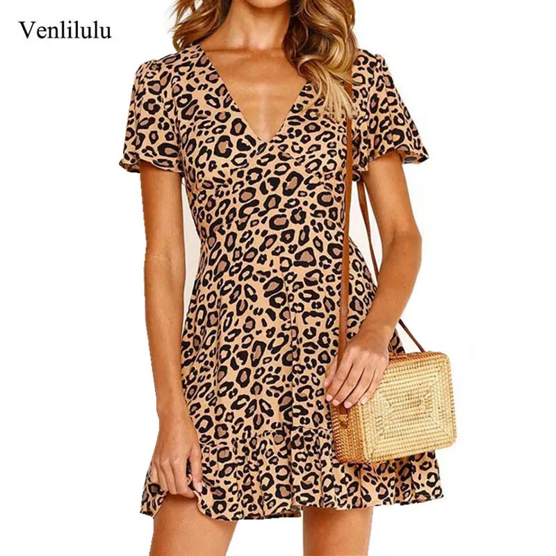 2019 Summer Leopard Dress Women Sexy Mini Short Dress Female V-neck Ruffle Beach Party Dress Ladies Short Sleeve Dress For Women
2019 Summer Leopard Dress Women Sexy Mini Short Dress Female V-neck Ruffle Beach Party Dress Ladies Short Sleeve Dress For Women