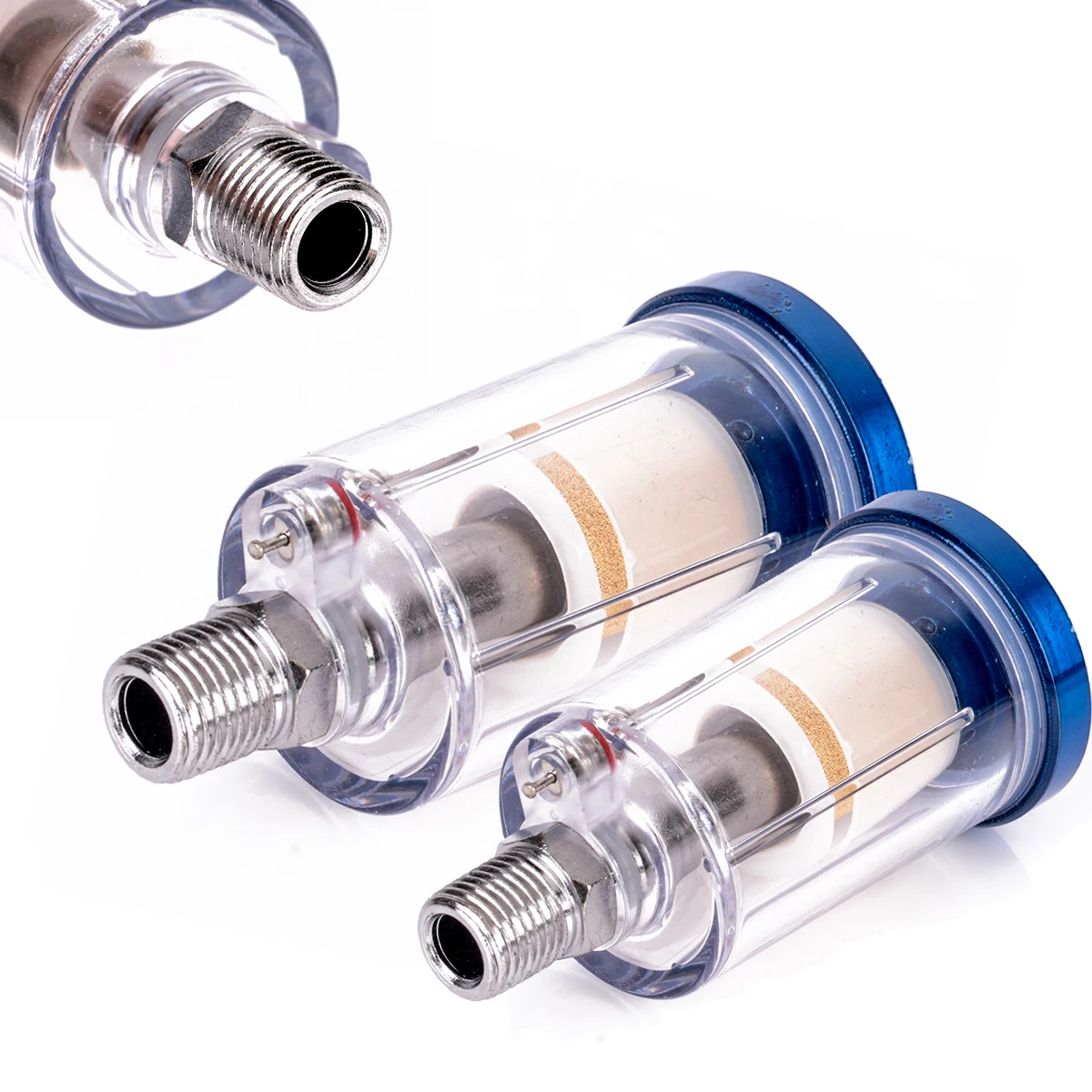 1pc Blue Spray Gun Air Filter Mini In Line Air Filter Moisture Water Trap For Paintwork Spray Guns