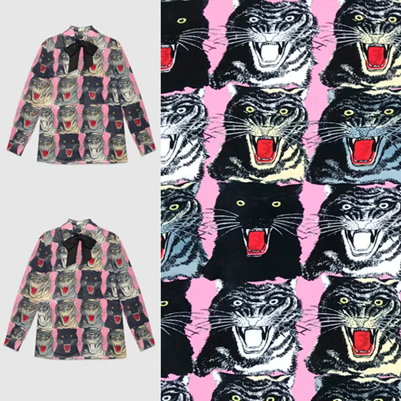100X145cm Multicolor Tiger Heads Leopards Pink Crepe Satin Fabric for Woman Summer Shirt Sleepwear Dress Sewing DIY
100X145cm Multicolor Tiger Heads Leopards Pink Crepe Satin Fabric for Woman Summer Shirt Sleepwear Dress Sewing DIY