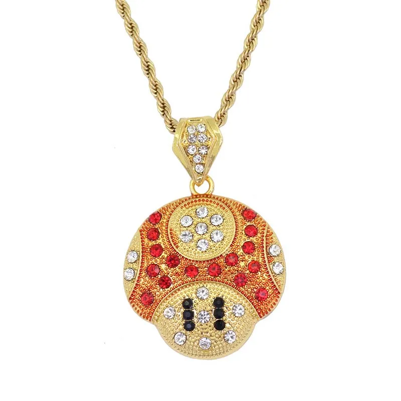 HIP Hop Bling Iced Out Gold Mushroom head Pendants Necklaces 316L Stainless Steel Sports Necklace for Men Jewelry dropshipping
HIP Hop Bling Iced Out Gold Mushroom head Pendants Necklaces 316L Stainless Steel Sports Necklace for Men Jewelry dropshipping