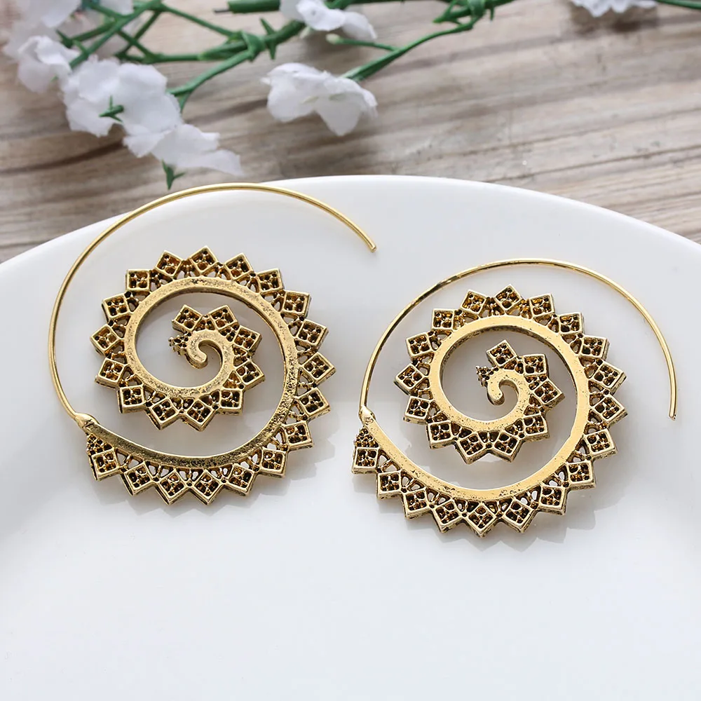1 Pair Fashion Women Jewelry Tribal Brass Circles Round Spiral Hoop Earrings Charming Silver/Bronze Screw Shape Earring Piercing 
1 Pair Fashion Women Jewelry Tribal Brass Circles Round Spiral Hoop Earrings Charming Silver/Bronze Screw Shape Earring Piercing