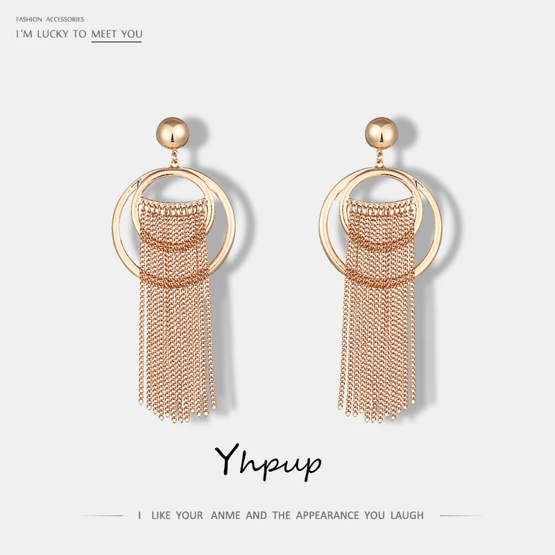 Yhpup Fashion Zinc Alloy Round Geometric Dangle Earrings Long Tassel Metal Punk Earrings For women pendientes mujer moda 2018
Yhpup Fashion Zinc Alloy Round Geometric Dangle Earrings Long Tassel Metal Punk Earrings For women pendientes mujer moda 2018