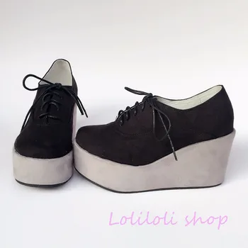 Princess sweet lolita shoes loliloli yoyo Japanese design custom black flock lace-up round toe white wedges shoes an4174
Princess sweet lolita shoes loliloli yoyo Japanese design custom black flock lace-up round toe white wedges shoes an4174