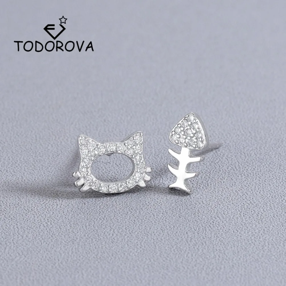 Todorova Silver Asymmetric Cat Fish Bone Stud Earrings Cute Small Earrings for Women Clear Zirconia Jewelry Kids Gift
Todorova Silver Asymmetric Cat Fish Bone Stud Earrings Cute Small Earrings for Women Clear Zirconia Jewelry Kids Gift