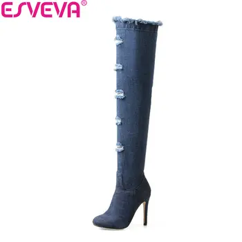 ESVEVA 2018 Women Boots Over Knee High Boots Shoes Sexy Thin High Heels Spring and Autumn Party Ladies Fashion Boots Size 34-43
ESVEVA 2018 Women Boots Over Knee High Boots Shoes Sexy Thin High Heels Spring and Autumn Party Ladies Fashion Boots Size 34-43