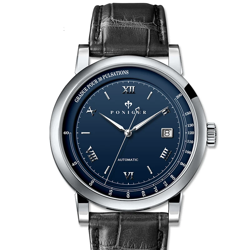 PONIGER Men Business 50M Waterproof Fashion Gradue 30 Pulsations Dial Automatic Self-wind Mechanical Wrist Watches - Leather
PONIGER Men Business 50M Waterproof Fashion Gradue 30 Pulsations Dial Automatic Self-wind Mechanical Wrist Watches - Leather