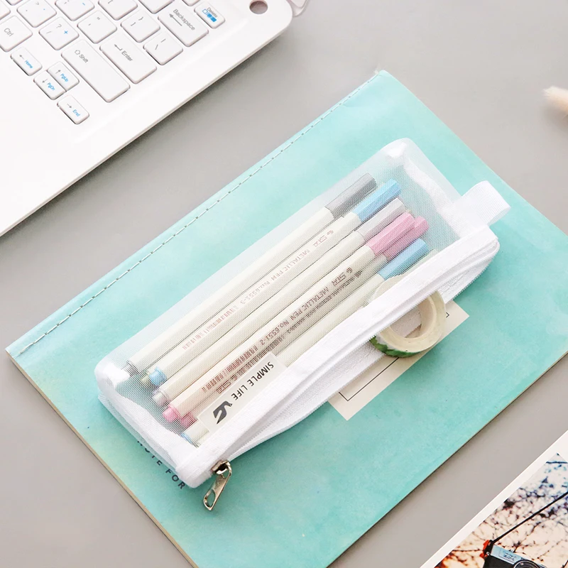 1PC White Transparent Gauze Pencil Bags Large Capacity Students Stationery Supplies Simple Design Pen Bags
1PC White Transparent Gauze Pencil Bags Large Capacity Students Stationery Supplies Simple Design Pen Bags