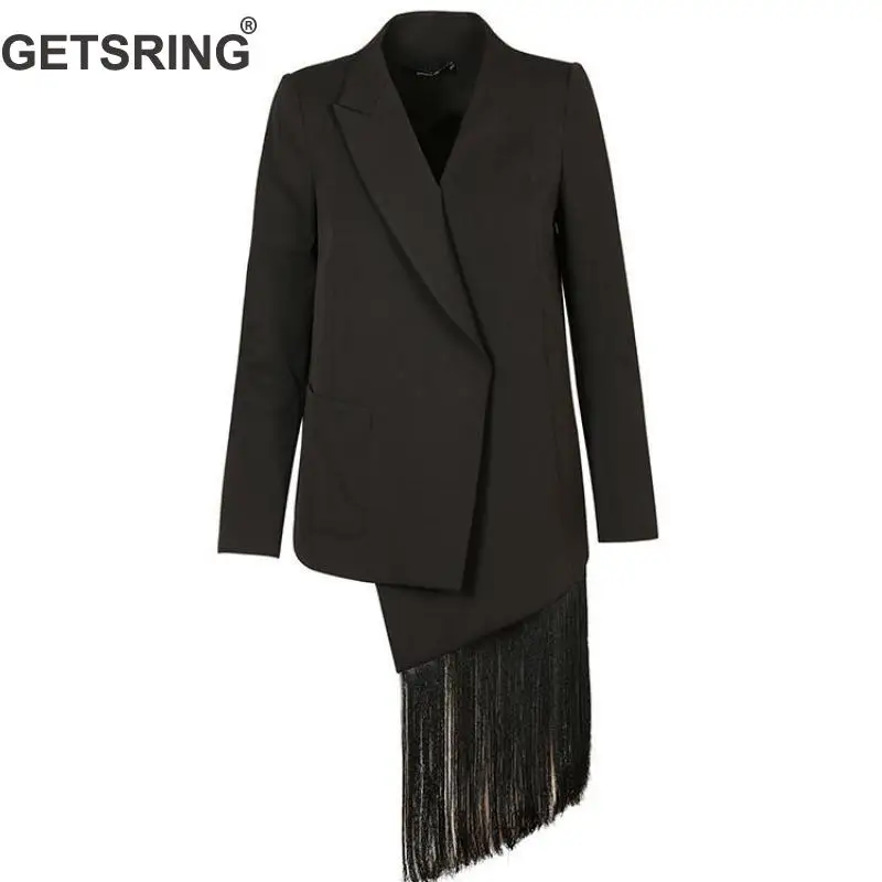 GetSpring Woman Coat Blazer Suti Women Irregular Tassel Stitching Black Long Blazer Asymmetry Wild Belt Blazers Woman 2019 New
GetSpring Woman Coat Blazer Suti Women Irregular Tassel Stitching Black Long Blazer Asymmetry Wild Belt Blazers Woman 2019 New