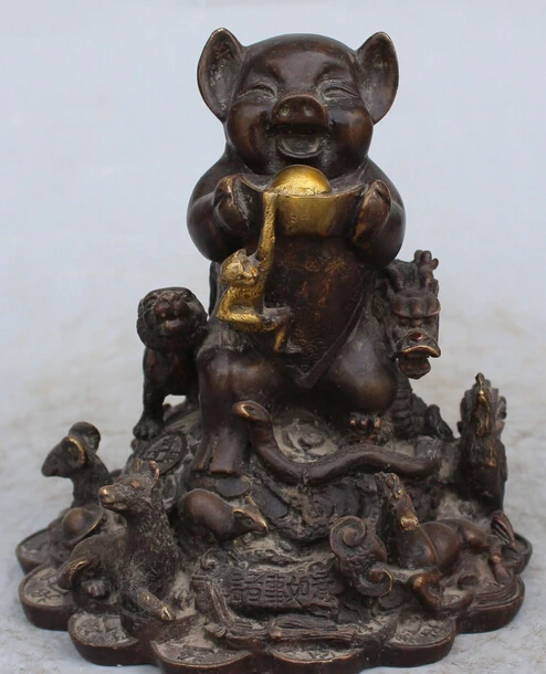 8"Chinese Bronze Gilt Wealth Hog Pig Rabbit Horse Dragon Snake12 Animal Statue R0707 Discount 35%
8"Chinese Bronze Gilt Wealth Hog Pig Rabbit Horse Dragon Snake12 Animal Statue R0707 Discount 35%