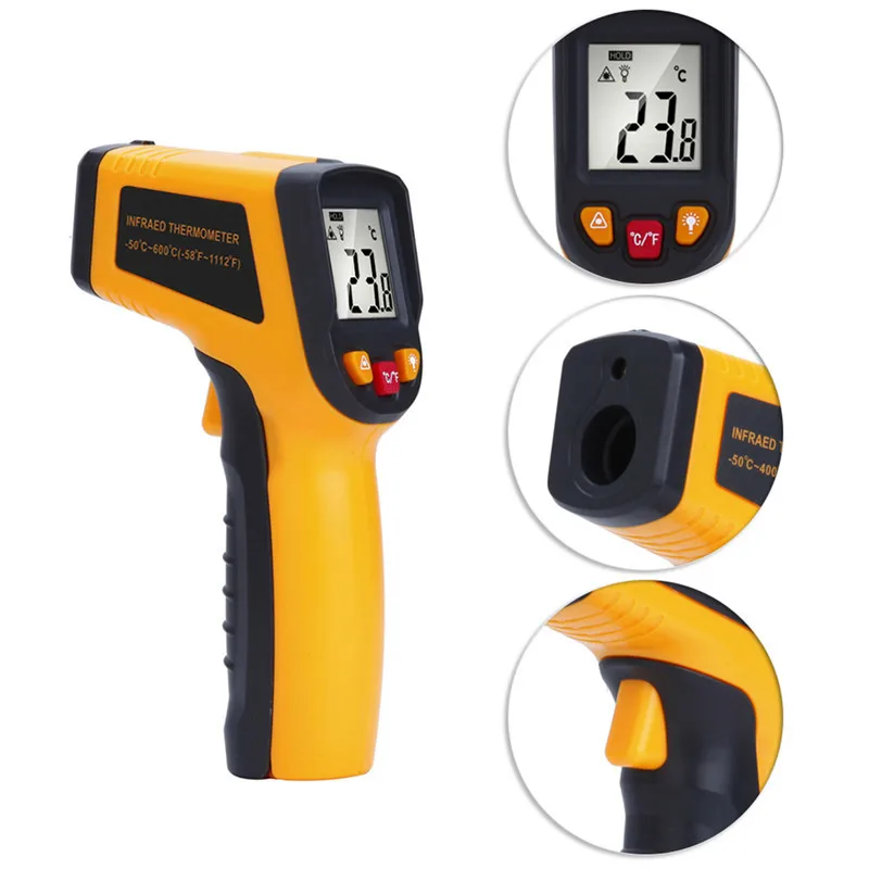 Image Digital Laser Infrared Thermometer   50   600 Degree Temperature Measuring Instrument LCD Pyrometer Temperature Gun