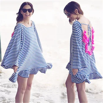 Tunics For The Beach Pareo Mesh Cover Up Swimsuit Women Bathrobe Separate Cotton Blue White Stripe Backless Ball Dress Upper
Tunics For The Beach Pareo Mesh Cover Up Swimsuit Women Bathrobe Separate Cotton Blue White Stripe Backless Ball Dress Upper