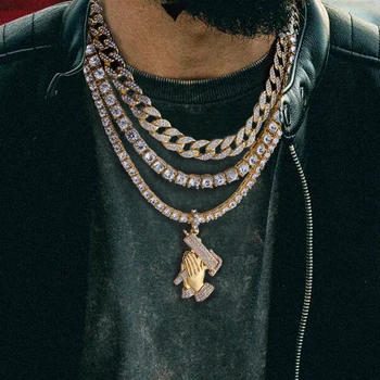 Hip Hop Jewelry Choker 18" CZ Full Iced Cuban Chains 8mm 20"/5mm 24" CZ Crystal Tennis Chain Praying Hands of Defense Necklace
Hip Hop Jewelry Choker 18" CZ Full Iced Cuban Chains 8mm 20"/5mm 24" CZ Crystal Tennis Chain Praying Hands of Defense Necklace