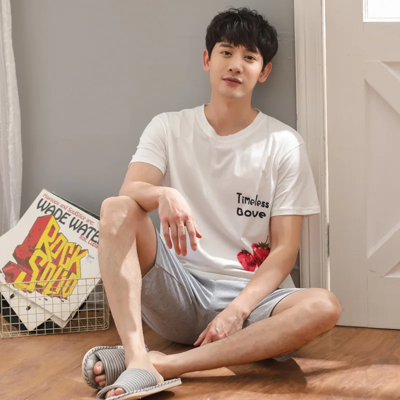 Men's pajamas short sleeves cotton summer household clothes cotton youth leisure trousers and household suits men night wear
Men's pajamas short sleeves cotton summer household clothes cotton youth leisure trousers and household suits men night wear