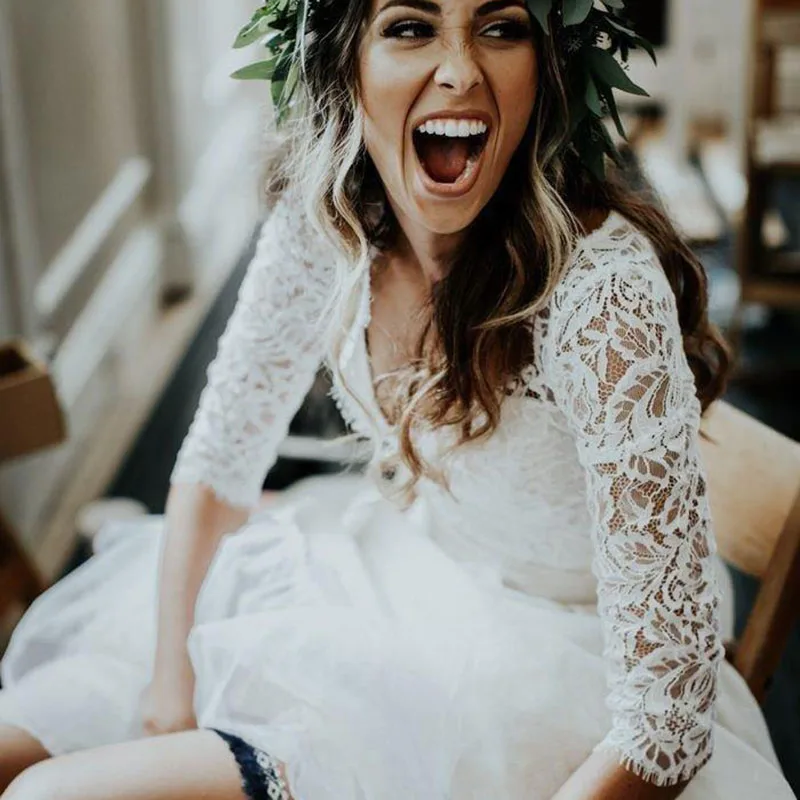 2019 Boho Wedding Dresses Long Sleeves V-neck A Line White Ivory Chiffon Lace Beach Bridal Dress Two Pieces Vestido de Noiva
2019 Boho Wedding Dresses Long Sleeves V-neck A Line White Ivory Chiffon Lace Beach Bridal Dress Two Pieces Vestido de Noiva