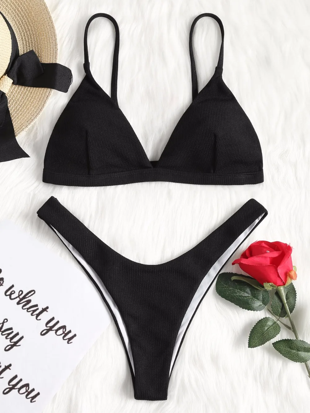 ZAFUL Sexy Swimwear Beach Suit Cami Ribbed Thong Bikini Set Bathing Suit Spaghetti Straps Padded Women Swimsuit Beach Wear
ZAFUL Sexy Swimwear Beach Suit Cami Ribbed Thong Bikini Set Bathing Suit Spaghetti Straps Padded Women Swimsuit Beach Wear