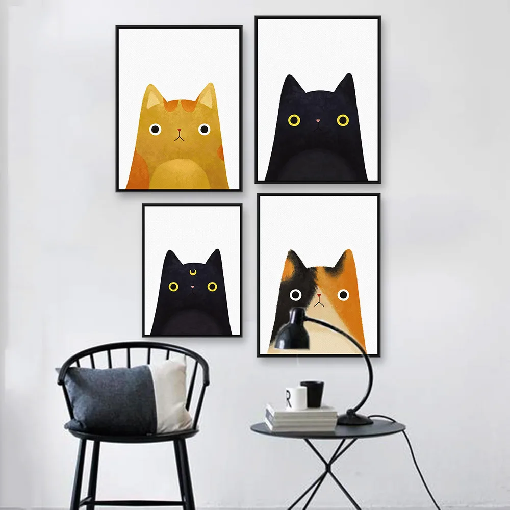 Wall Painting of Cat Pet on Canvas