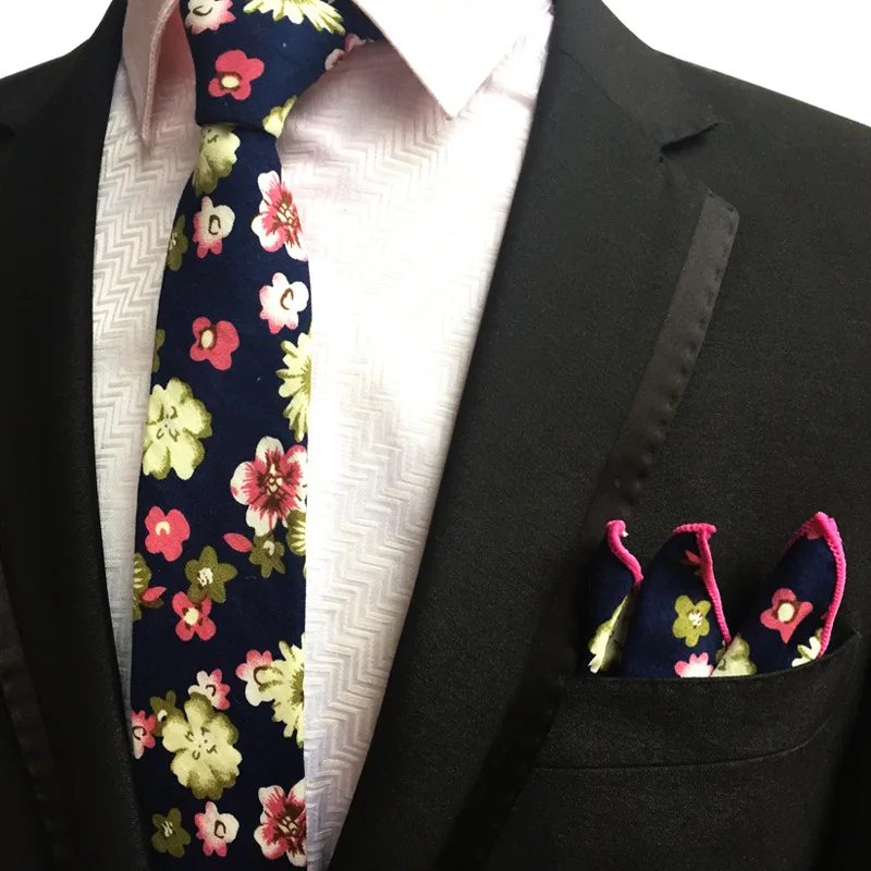 

new mens fashion ties for men tie set suit pocket square neckties towel kerchief floral narrow 6cm cotton tie handkerchief MTC-1