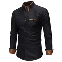 2018 Fashion Brand Men Shirt Pocket Decoration Dress Shirt Long Sleeve Slim Fit Camisa Masculina Casual Male Shirts Large Size image