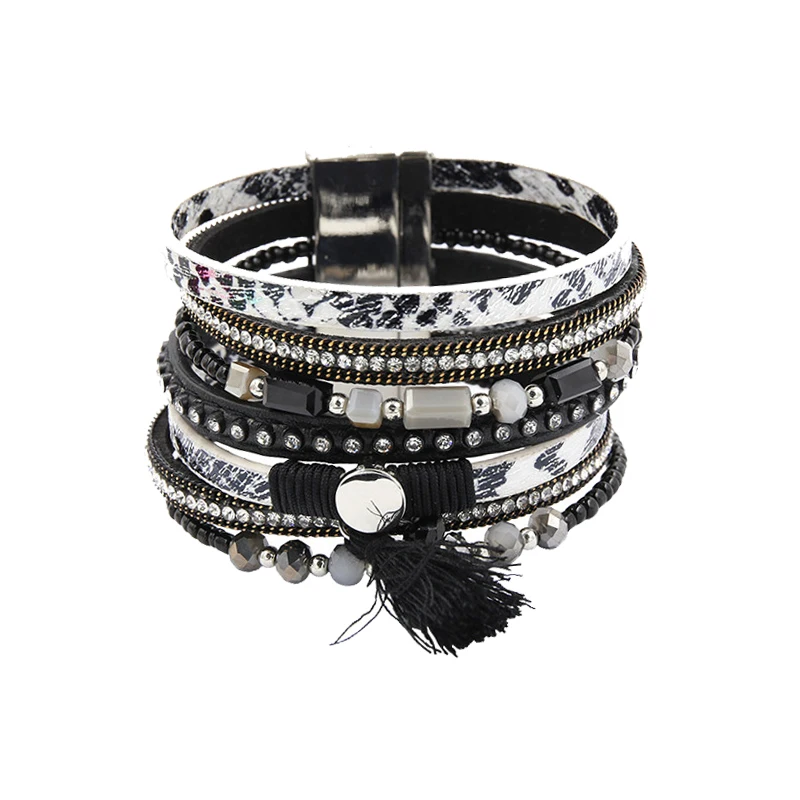 Multi-layer Beads Wrap Bracelets For Women with tassel Bohemia Rhinestone Magnetic Leather Bracelet & Bangle handmade jewelry
Multi-layer Beads Wrap Bracelets For Women with tassel Bohemia Rhinestone Magnetic Leather Bracelet & Bangle handmade jewelry