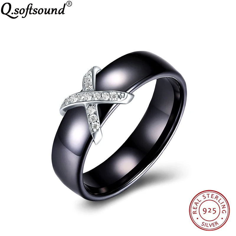 Simple Black Ceramic Rings For Women Classics X Design 925 Sterling Silver Full Pave Cubic Zirconia Fashion Jewelry Aneis QR242B
Simple Black Ceramic Rings For Women Classics X Design 925 Sterling Silver Full Pave Cubic Zirconia Fashion Jewelry Aneis QR242B