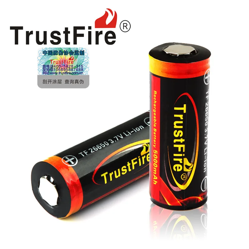 4pcs/lot Genuine Original Trustfire 26650 Protected 5000mAh 3.7V Li-ion Rechargeable Battery
4pcs/lot Genuine Original Trustfire 26650 Protected 5000mAh 3.7V Li-ion Rechargeable Battery