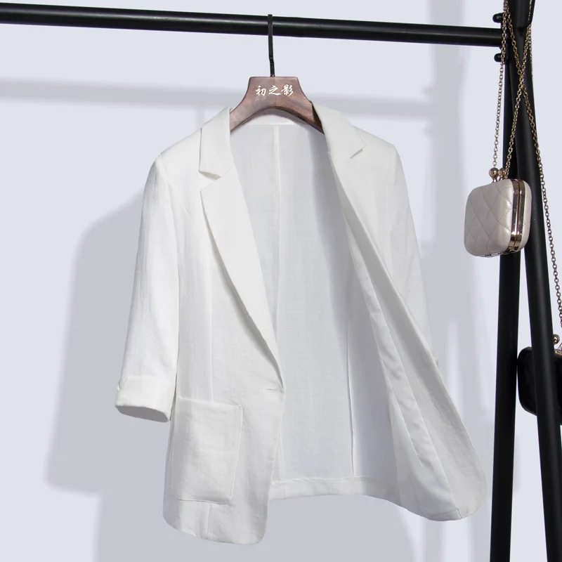 2019 summer suit slim slimming casual imitation linen white small suit jacket female imitation cotton and linen thin section Ms
2019 summer suit slim slimming casual imitation linen white small suit jacket female imitation cotton and linen thin section Ms