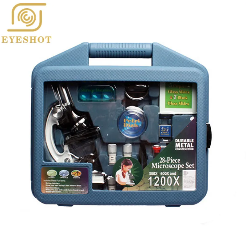 EYESHOT Microscope Kit with Metal Arm and Base, Magnifications 20x to 1200x, 28 Piece Accessory Set Microscopes For Beginners
EYESHOT Microscope Kit with Metal Arm and Base, Magnifications 20x to 1200x, 28 Piece Accessory Set Microscopes For Beginners
