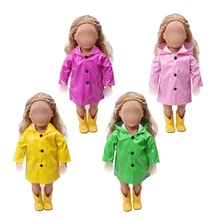 18 polegada meninas roupas de boneca à prova dwaterproof água capa de chuva plutônio americano vestido recém nascido brinquedos do bebê caber 43 cm bonecas do bebê c539(China)