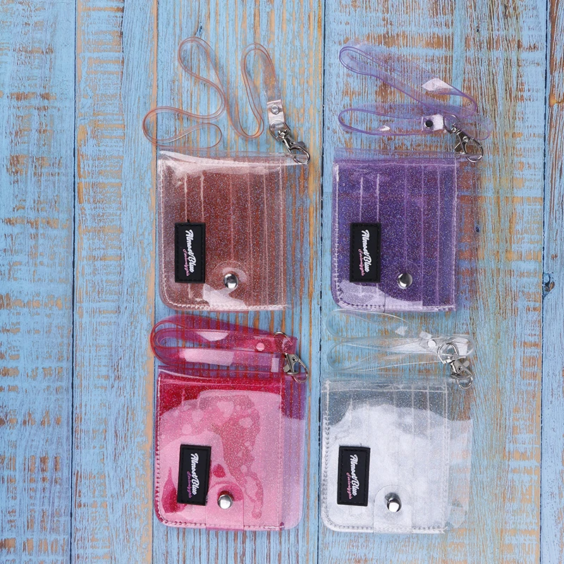 Bling PVC Transparent ID Card Holder Wallets Folding Lanyard Short Wallet Fashion Women Girl Glitter Business Card Case Purse
Bling PVC Transparent ID Card Holder Wallets Folding Lanyard Short Wallet Fashion Women Girl Glitter Business Card Case Purse