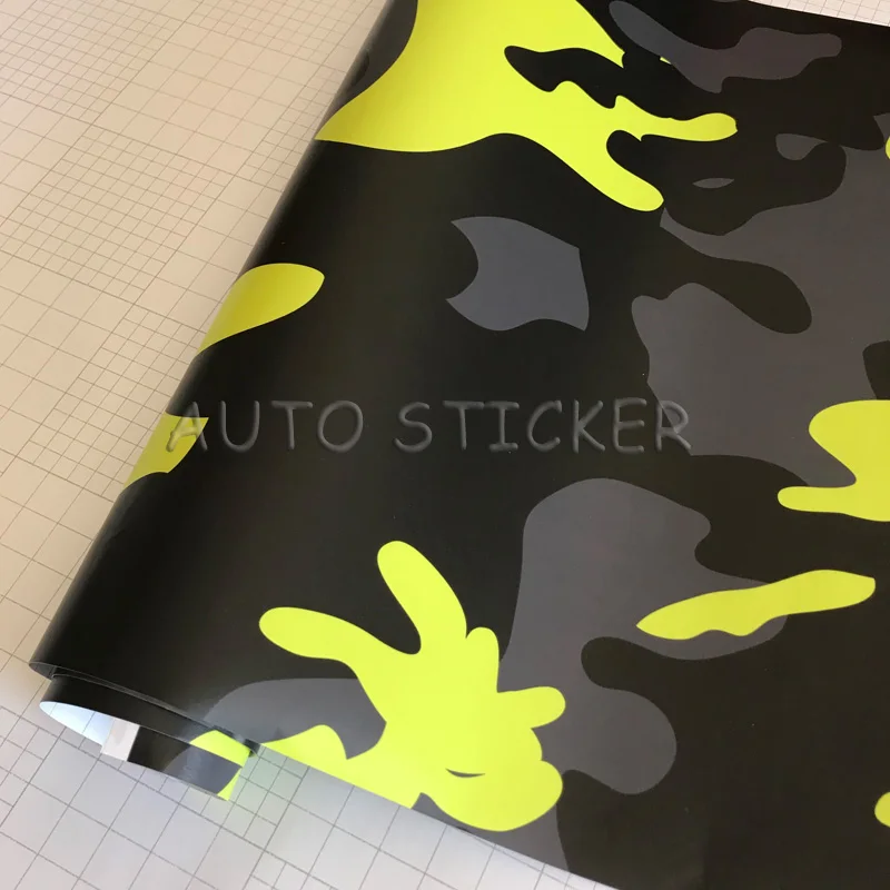 Yellow Black Gray snow camo vinyl car wraps 7