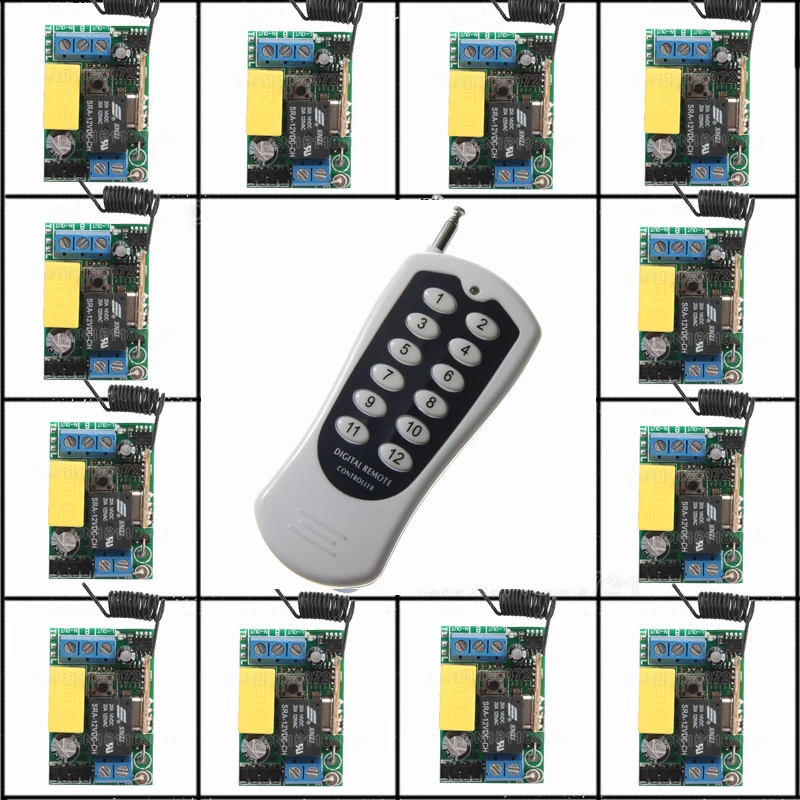 220V 10A 315MHZ-433MHZ RF Wireless remote control system 20-200M 1 (controller)transmitter +12 Mini receiver(switch)
220V 10A 315MHZ-433MHZ RF Wireless remote control system 20-200M 1 (controller)transmitter +12 Mini receiver(switch)