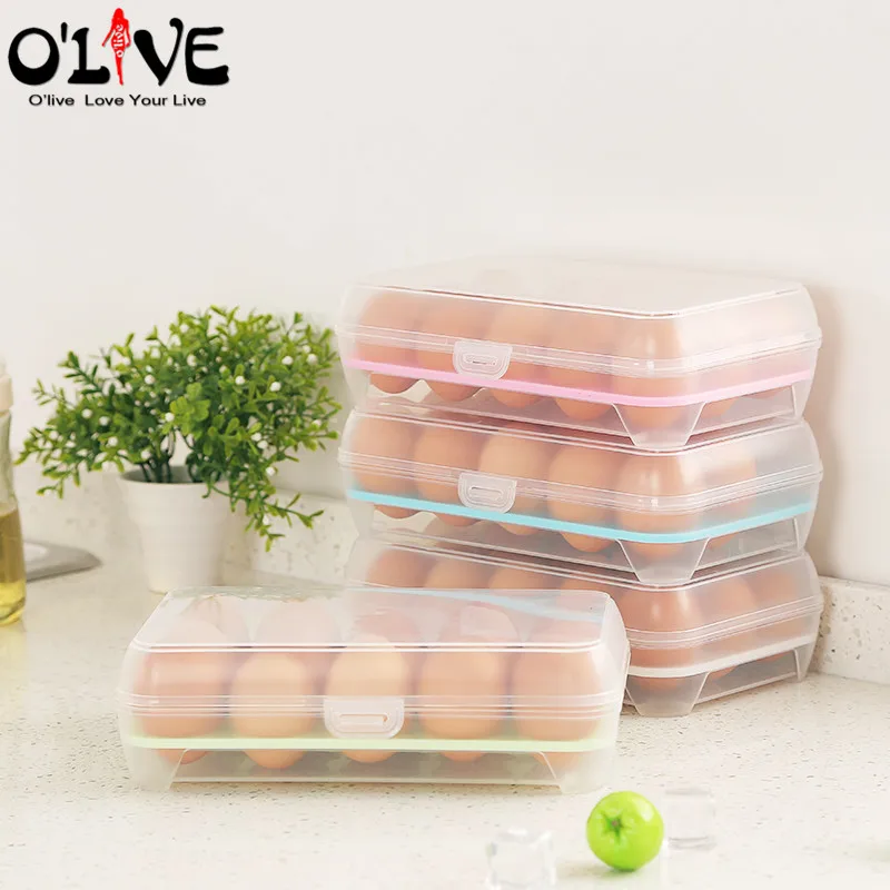 Image 15 Grids Organizer Egg Containers Storage Boxes Plastic Refrigerator Food Holder Outdoor Portable Egg Food Case Chest Crate