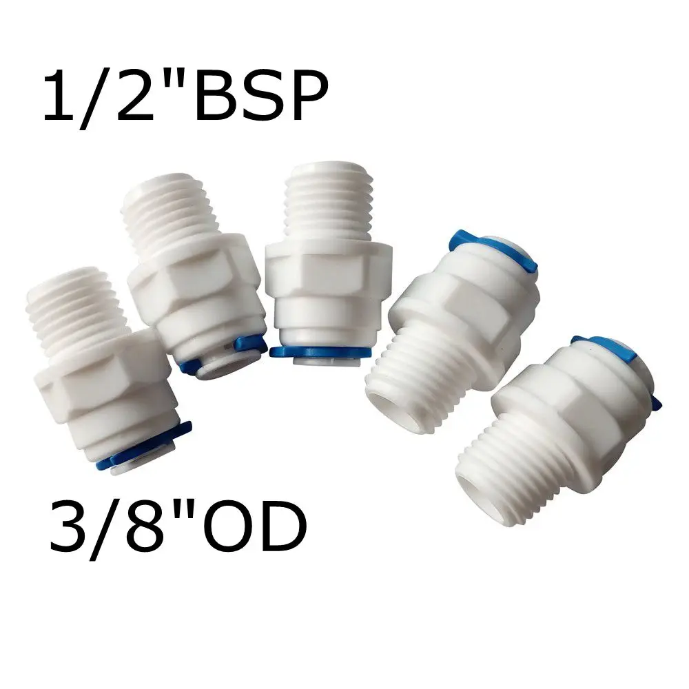 Pack of 5 3/8" OD Tube * 1/2 " BSP Male Quick Connection Water Purifier Fittings Aquarium RO Water System ROMC-4-3
Pack of 5 3/8" OD Tube * 1/2 " BSP Male Quick Connection Water Purifier Fittings Aquarium RO Water System ROMC-4-3